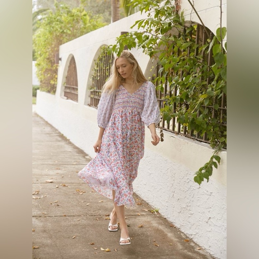 Loveshackfancy Analia Floral-Print Cotton Midi Dress